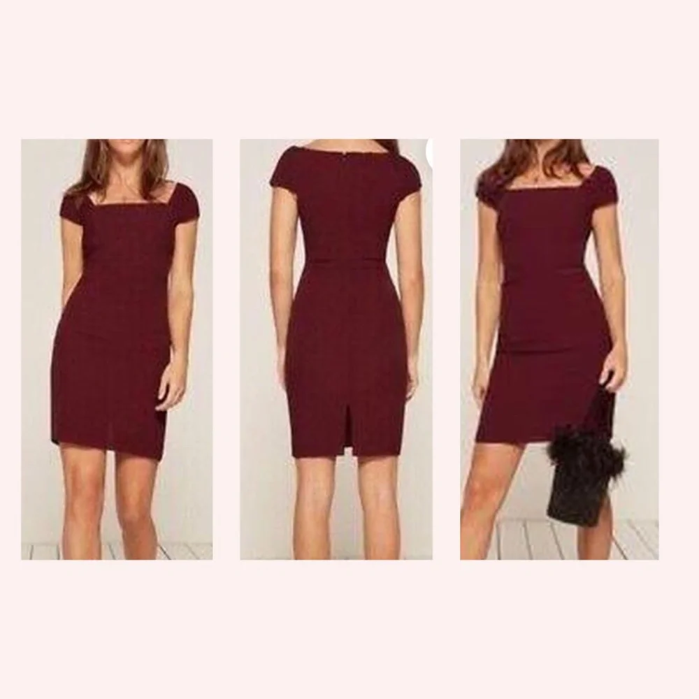 Reformation Orlando Dress Garnet Sz 10 EUC Off Shoulder - Picture 5 of 5